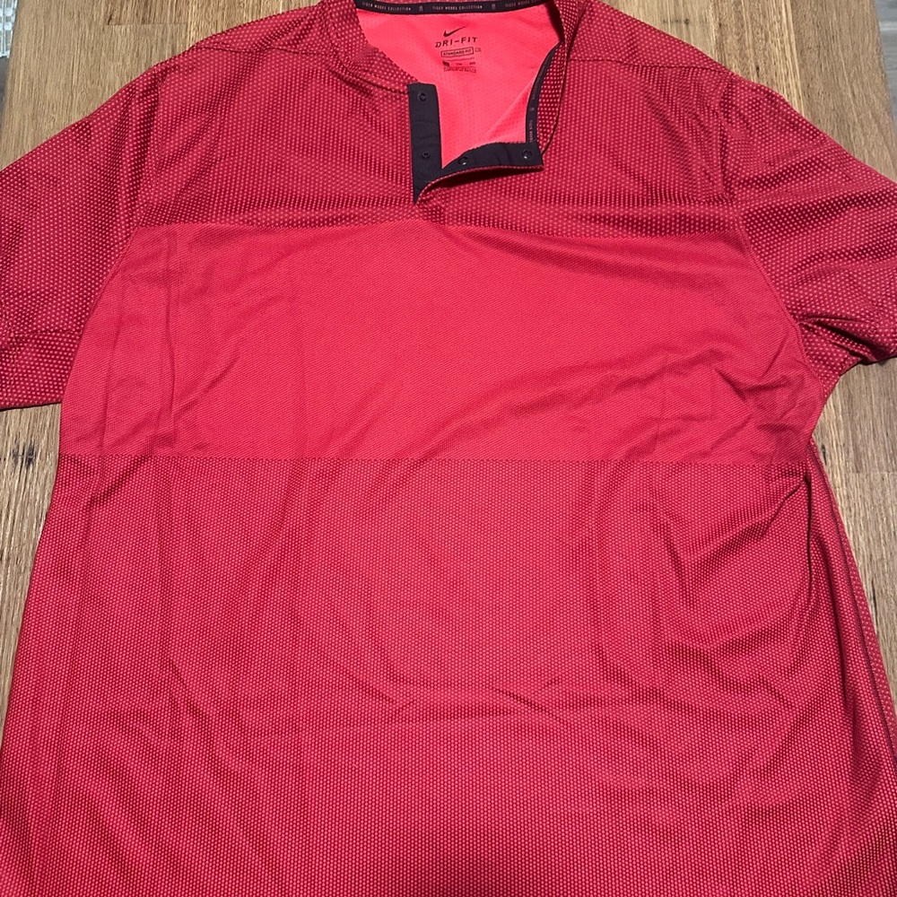 Nike Men's Red Casual Button Down Shirt